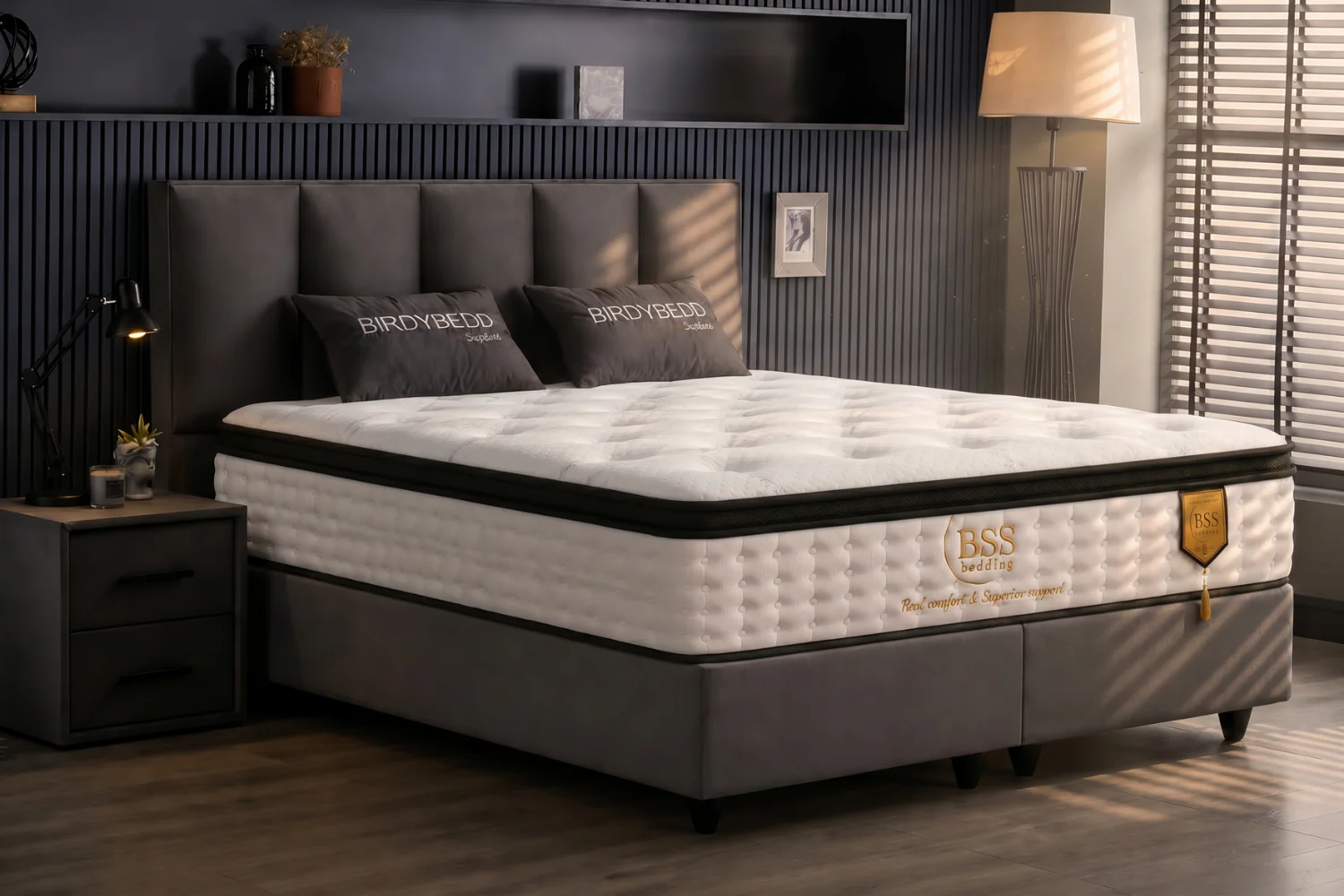 1_eb506b0e-d2e0-4bd5-b04a-74050eedc906 BSS BIRDYBEDD Boxspring bedset / Matras H3 / Box en hoofdeinde - Image 1